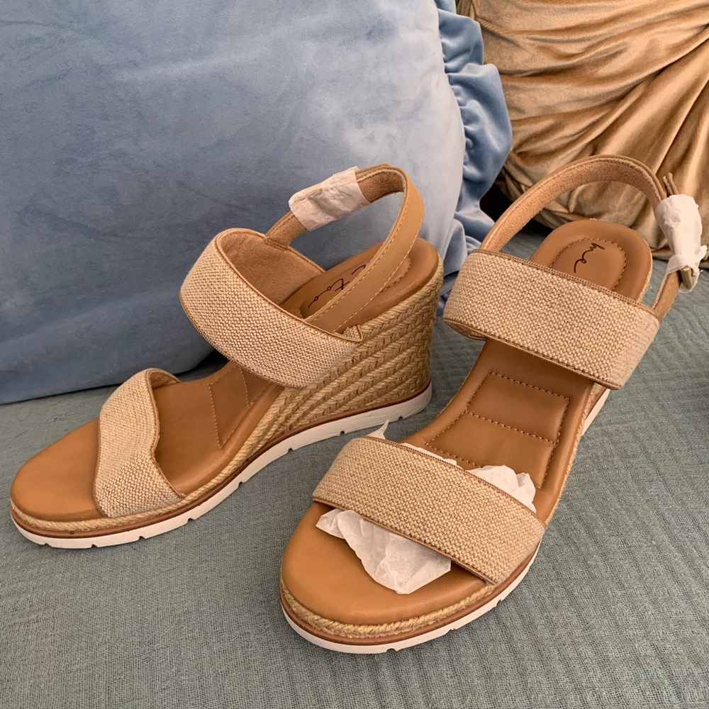 Tan Wedge Sandals Brand new never worn